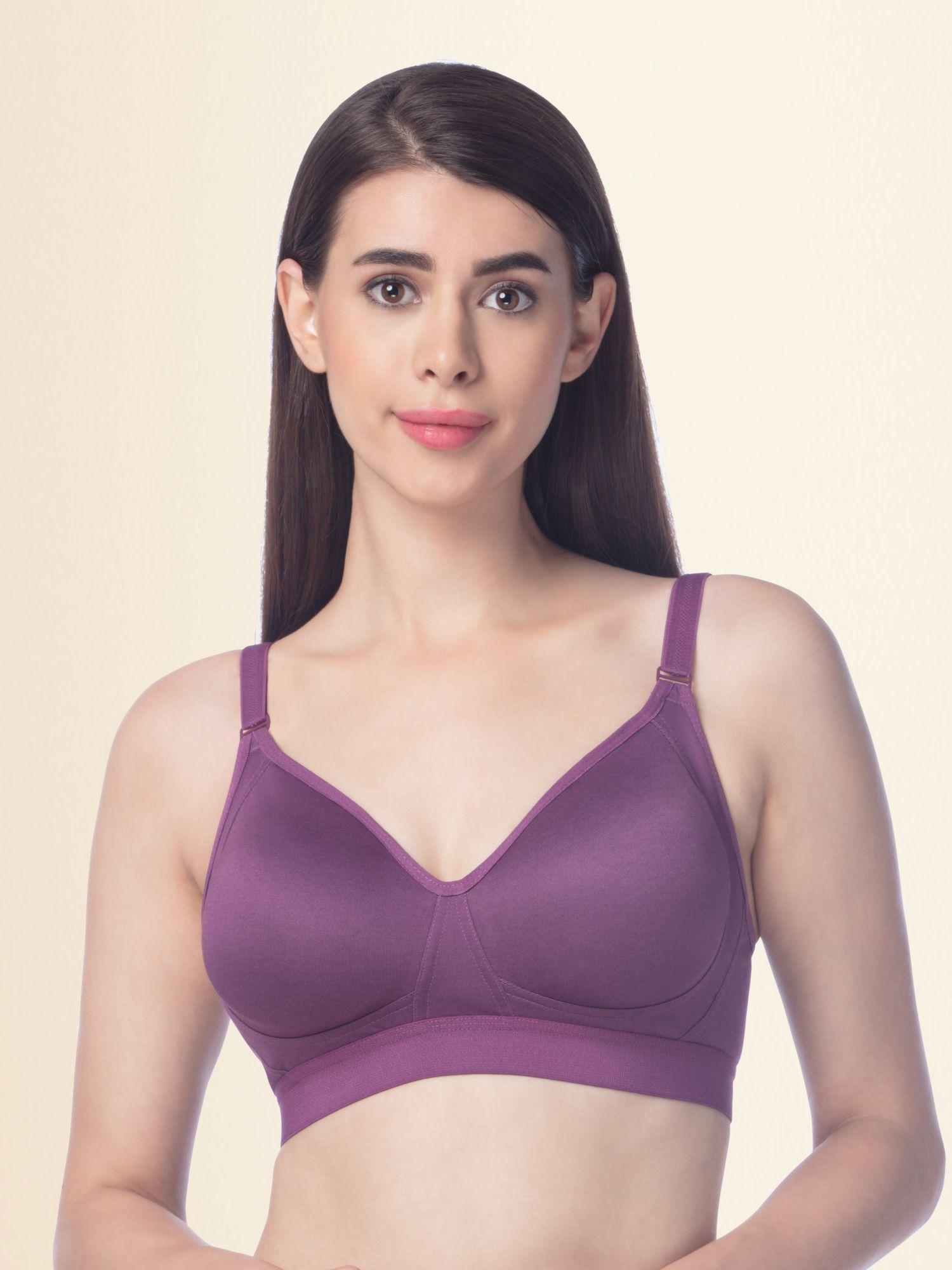 women full coverage non padded bra purple