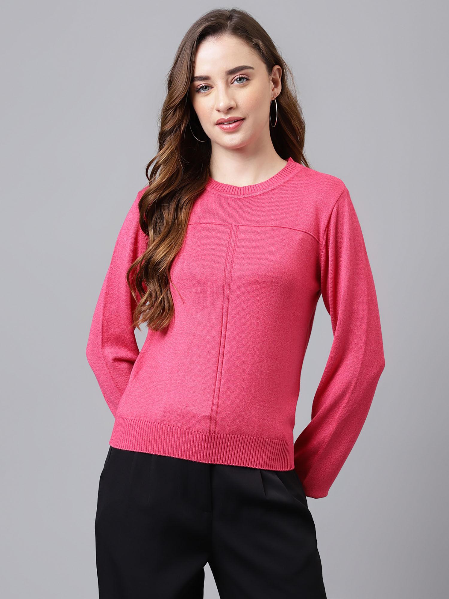 women full sleeve fuchsia color sweater