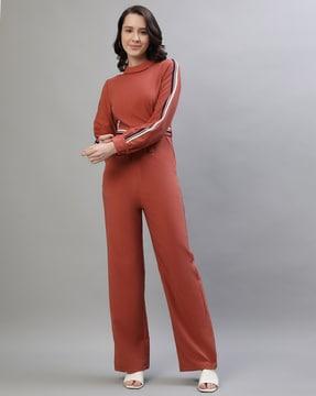women full-sleeves jumpsuit with contrast taping