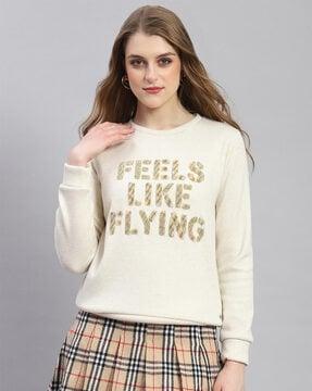 women fur regular fit sweatshirt