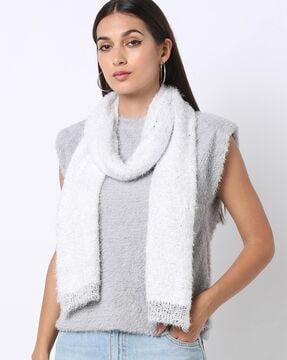 women fuzzy-knit stole