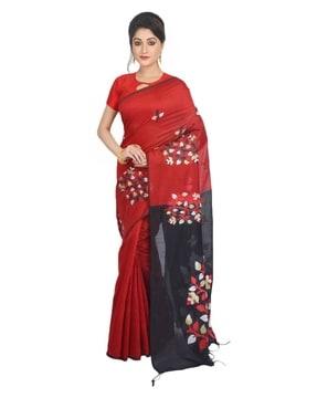women gach floral print cotton saree