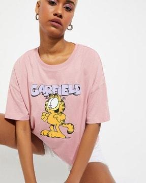 women garfield print regular fit round-neck t-shirt