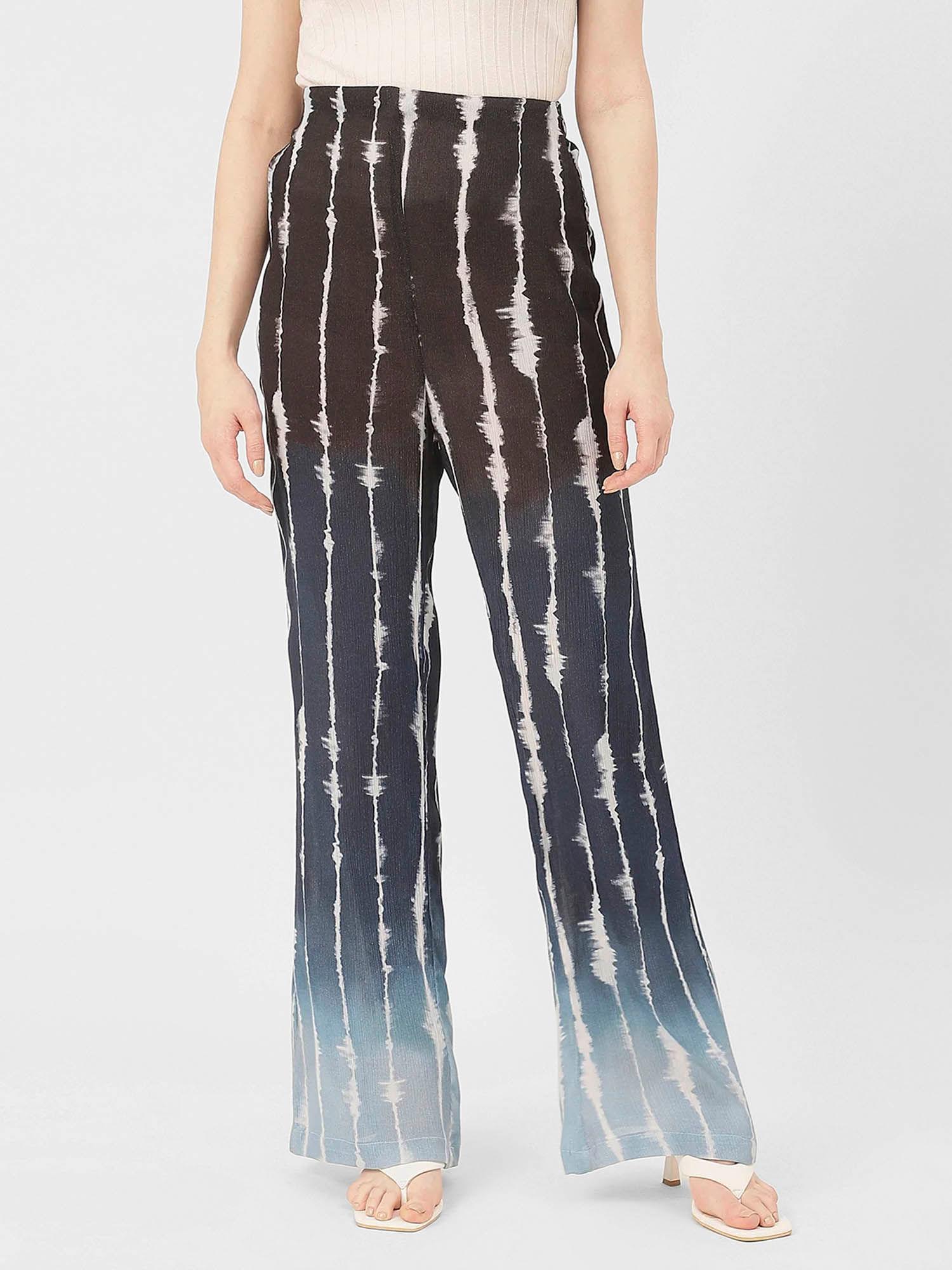 women gathered fit rayon tie & dye black pant