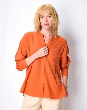 women gauze relaxed fit shirt