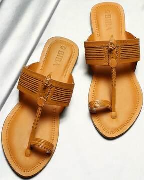 women genuine leather toe-ring sandals