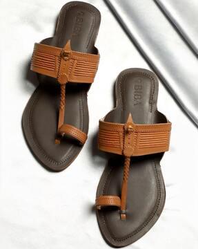 women genuine leather toe-ring sandals