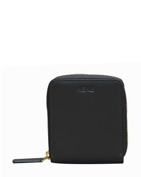 women genuine leather zip-around wallet