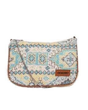 women geometric-knit sling bag