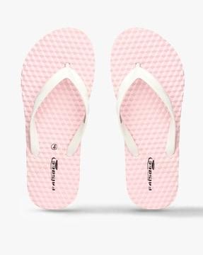 women geometric pattern flip-flops