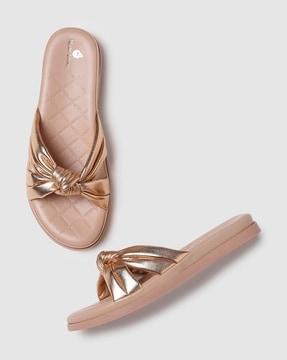 women geometric pattern slip-on flat sandals