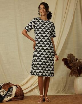 women geometric print a-line dress