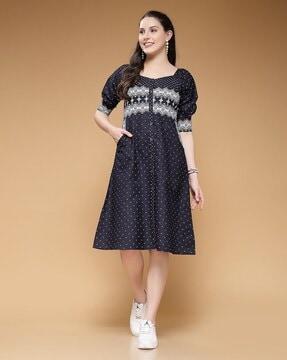 women geometric print a-line dress