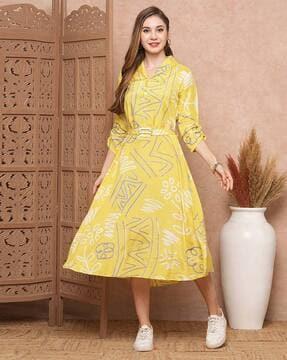 women geometric print a-line dress