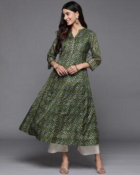 women geometric print a-line kurta