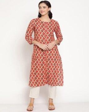 women geometric print a-line kurta