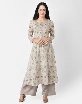 women geometric print a-line kurta