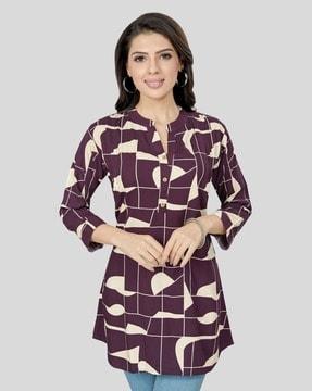 women geometric print a-line kurti