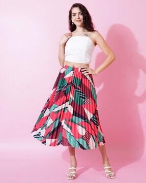 women geometric print a-line skirt