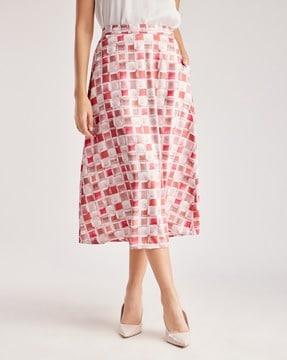 women geometric print a-line skirt