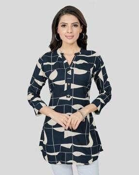 women geometric print a-line tunic