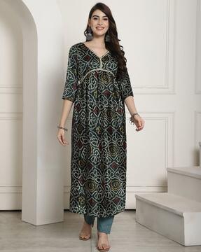 women geometric print anarkali kurta