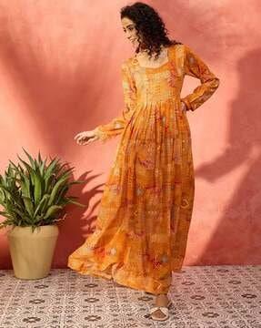 women geometric print anarkali kurta