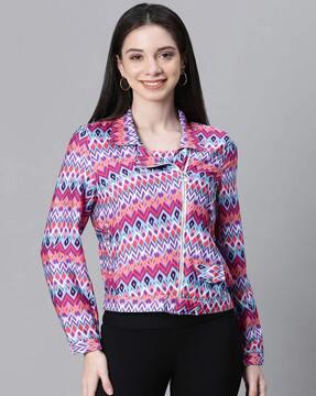 women geometric print bomber jacket