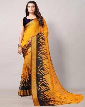 women geometric print chiffon saree