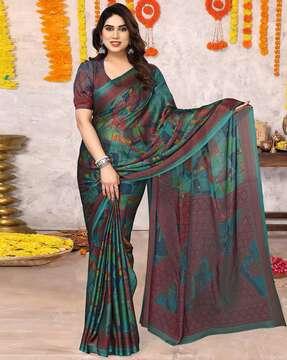 women geometric print chiffon saree