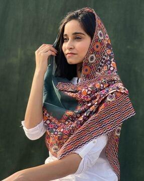 women geometric print cotton scarf