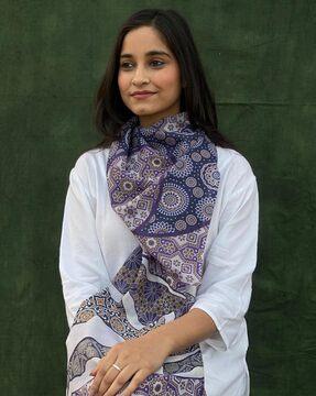 women geometric print cotton scarf