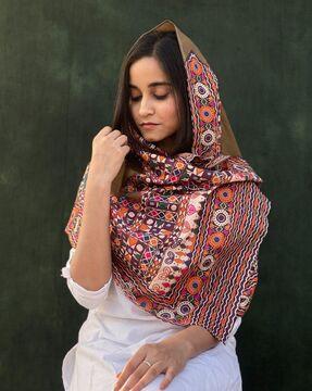 women geometric print cotton scarf