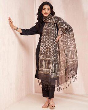 women geometric print cotton silk dupatta