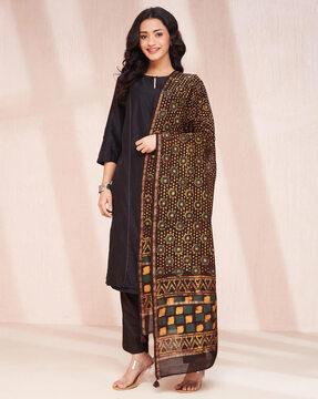 women geometric print cotton silk dupatta