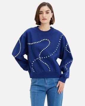 women geometric print crew-neck sweatshirt