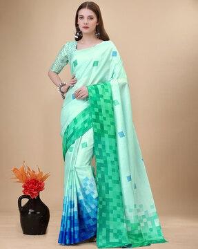 women geometric print dola silk saree