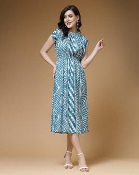 women geometric print fit & flare dress