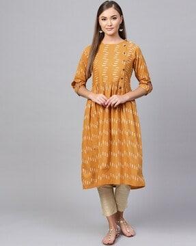 women geometric print flared kurta