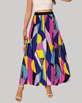 women geometric print flared skirt