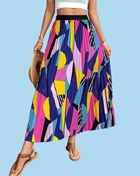 women geometric print flared skirt