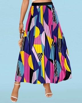 women geometric print flared skirt