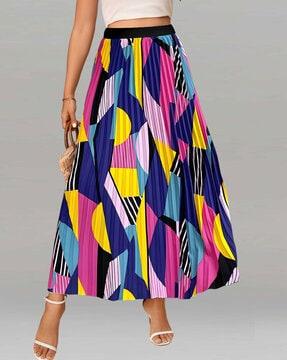 women geometric print flared skirt