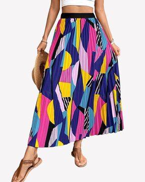 women geometric print flared skirt