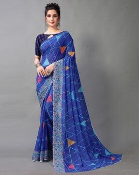 women geometric print georgette saree