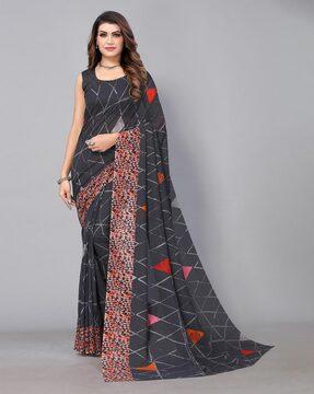 women geometric print georgette saree