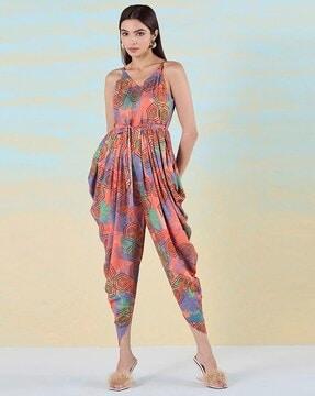 women geometric print jumpsuit