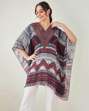 women geometric print kaftan dress