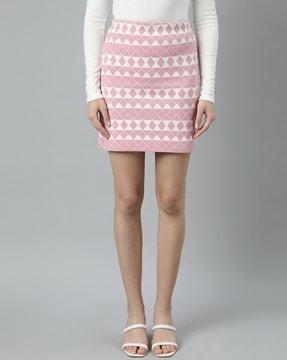 women geometric print pencil skirt