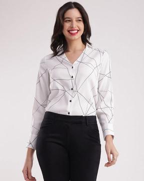 women geometric print regular fit shirt